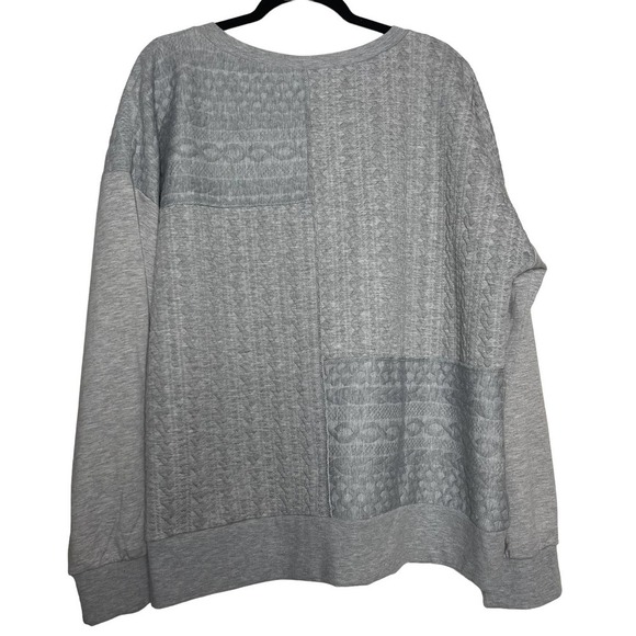 NWT Simple By Suzanne Betro Heather Gray Cable Knit Sweatshirt 2XL - Picture 5 of 14